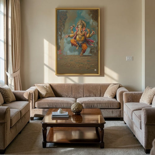 Ganesha: Nritya Ganapati Canvas Wall Painting Vertical
