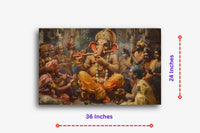 Thumbnail for Ganesha:The Divine Ensemble Canvas Wall Painting (36 x 24 Inches)