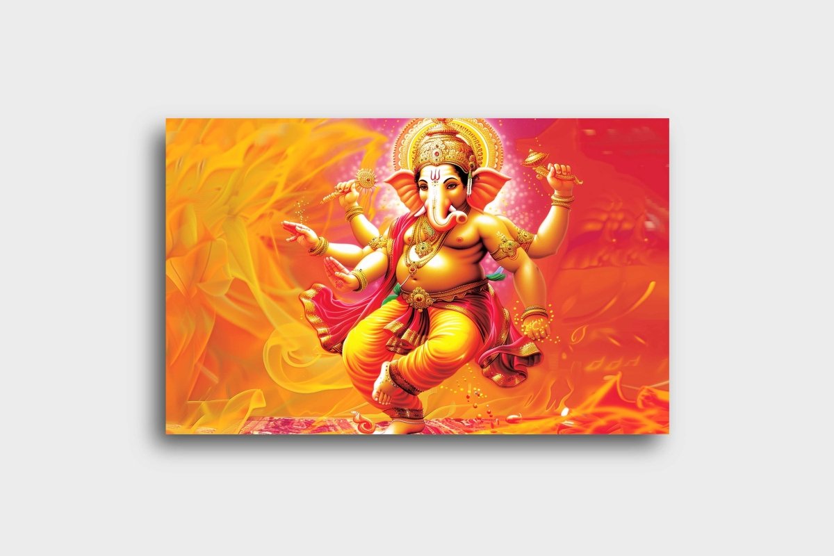 Ganesha:Whirling The Cosmic Dance Canvas Wall Painting (36 x 24 Inches)