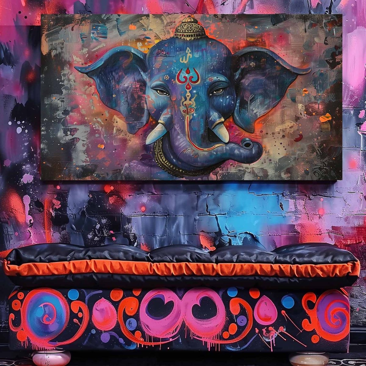 Ganpati:The Spectral Guardian Canvas Wall Painting (36 x 24 Inches)