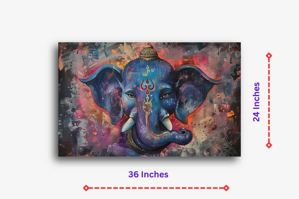Ganpati:The Spectral Guardian Canvas Wall Painting (36 x 24 Inches)
