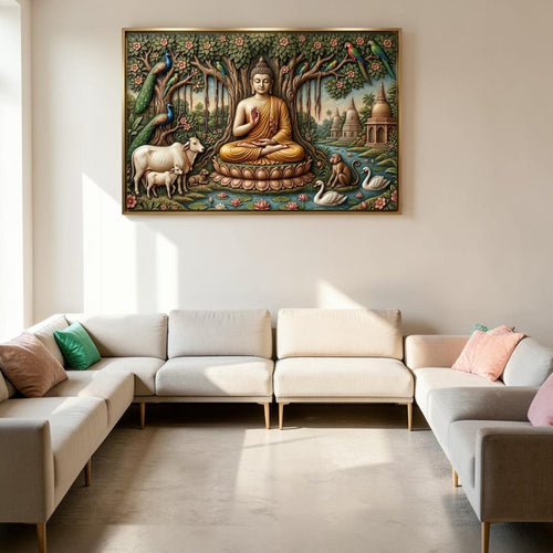 Gautam Buddha: Abhaya Mudra: The Fearless Serenity (36 x 24 Inches)