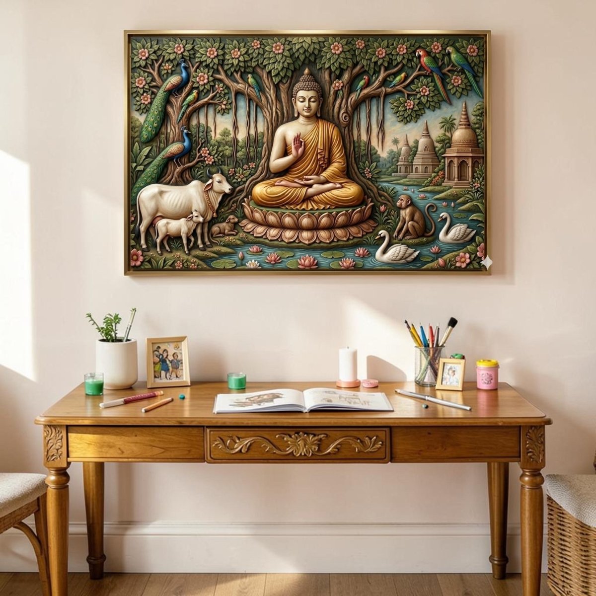 Gautam Buddha: Abhaya Mudra: The Fearless Serenity (36 x 24 Inches)