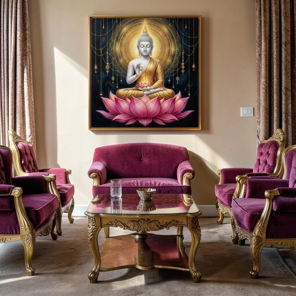 Gautam Buddha: Dharma Chakra: The Divine Vitarka Mudra (36 x 36 Inches)