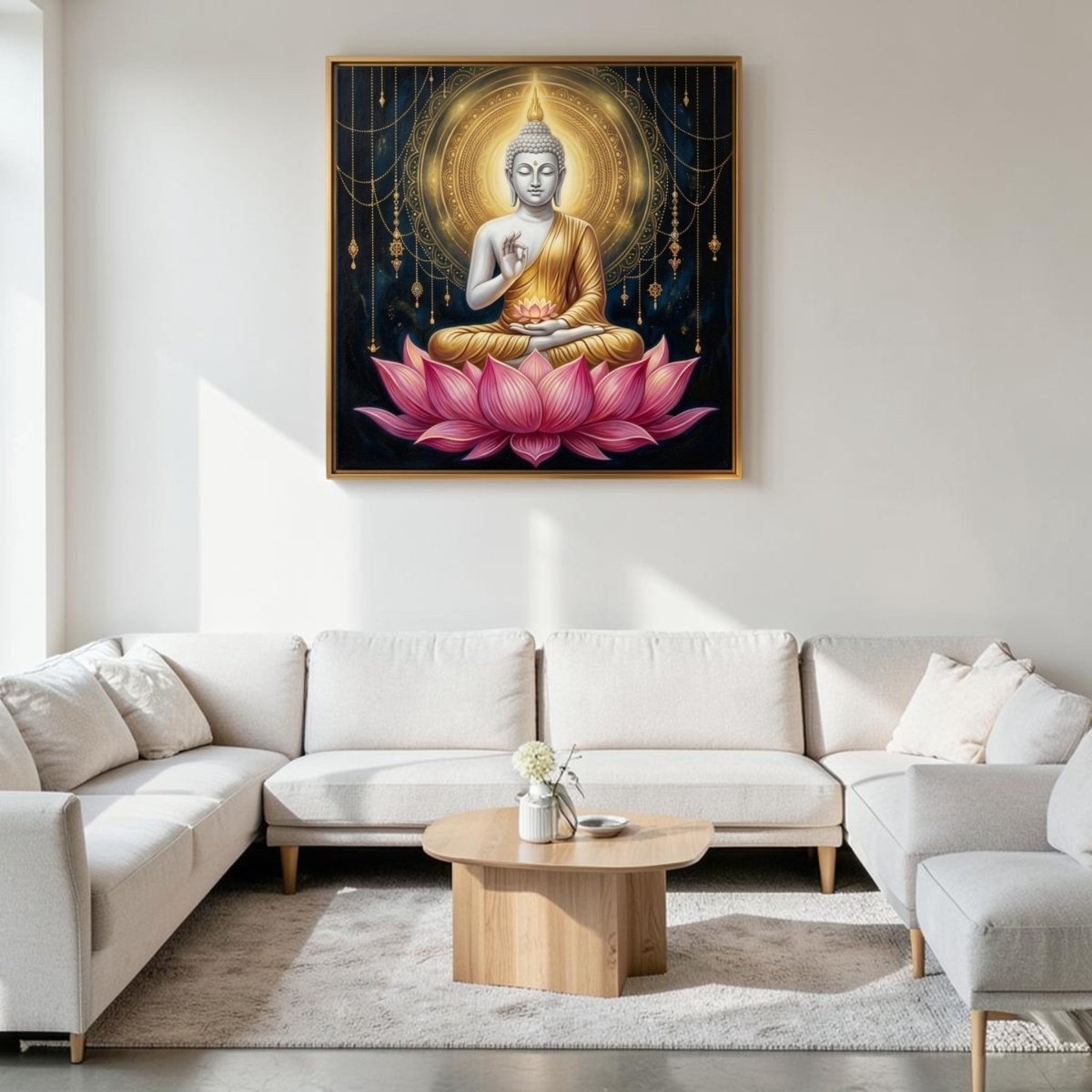 Gautam Buddha: Dharma Chakra: The Divine Vitarka Mudra (36 x 36 Inches)