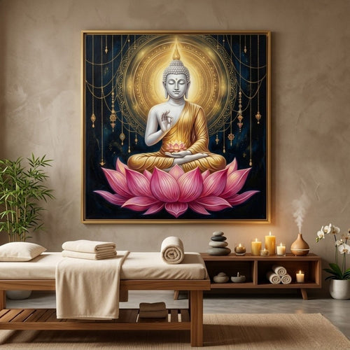 Gautam Buddha: Dharma Chakra: The Divine Vitarka Mudra (36 x 36 Inches)