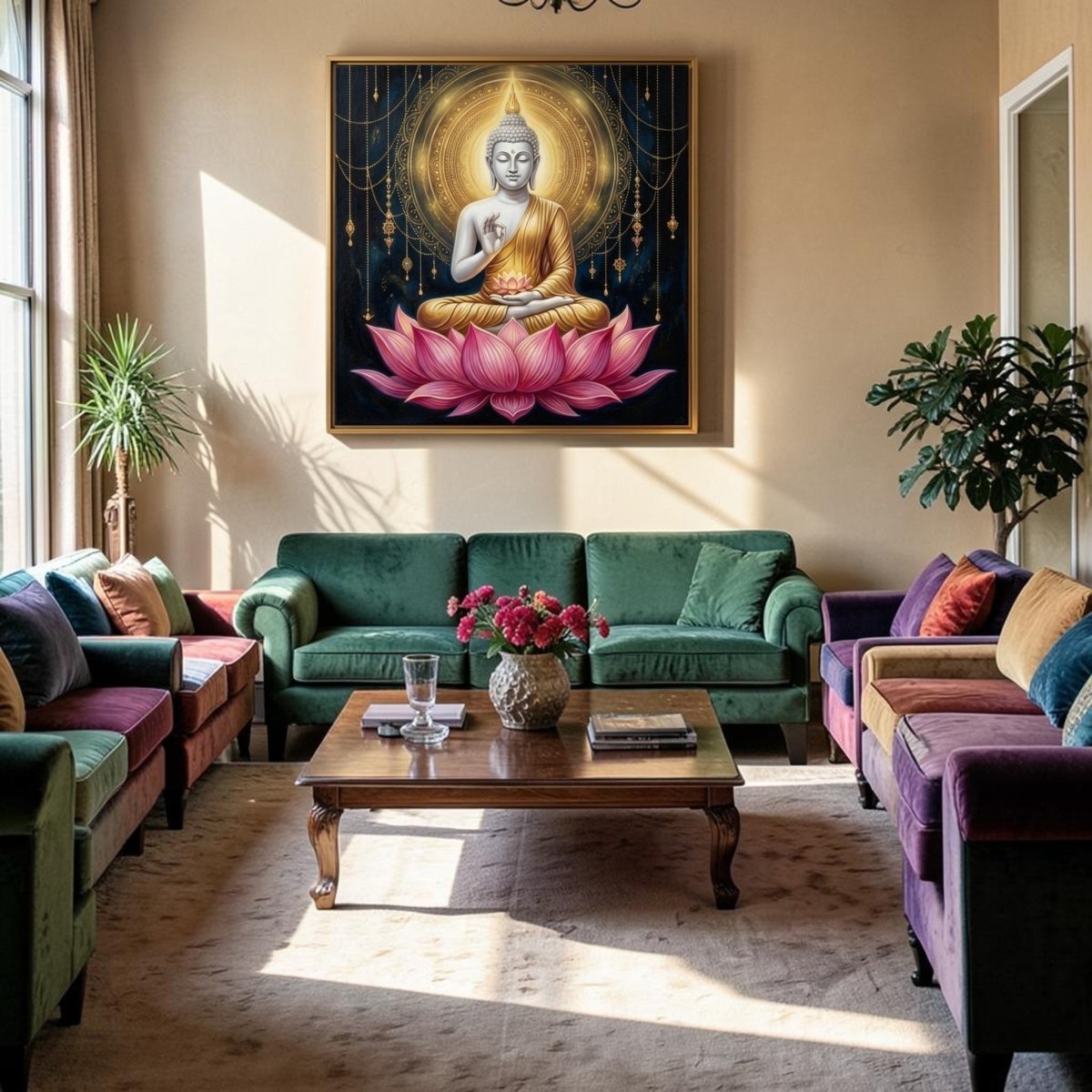 Gautam Buddha: Dharma Chakra: The Divine Vitarka Mudra (36 x 36 Inches)