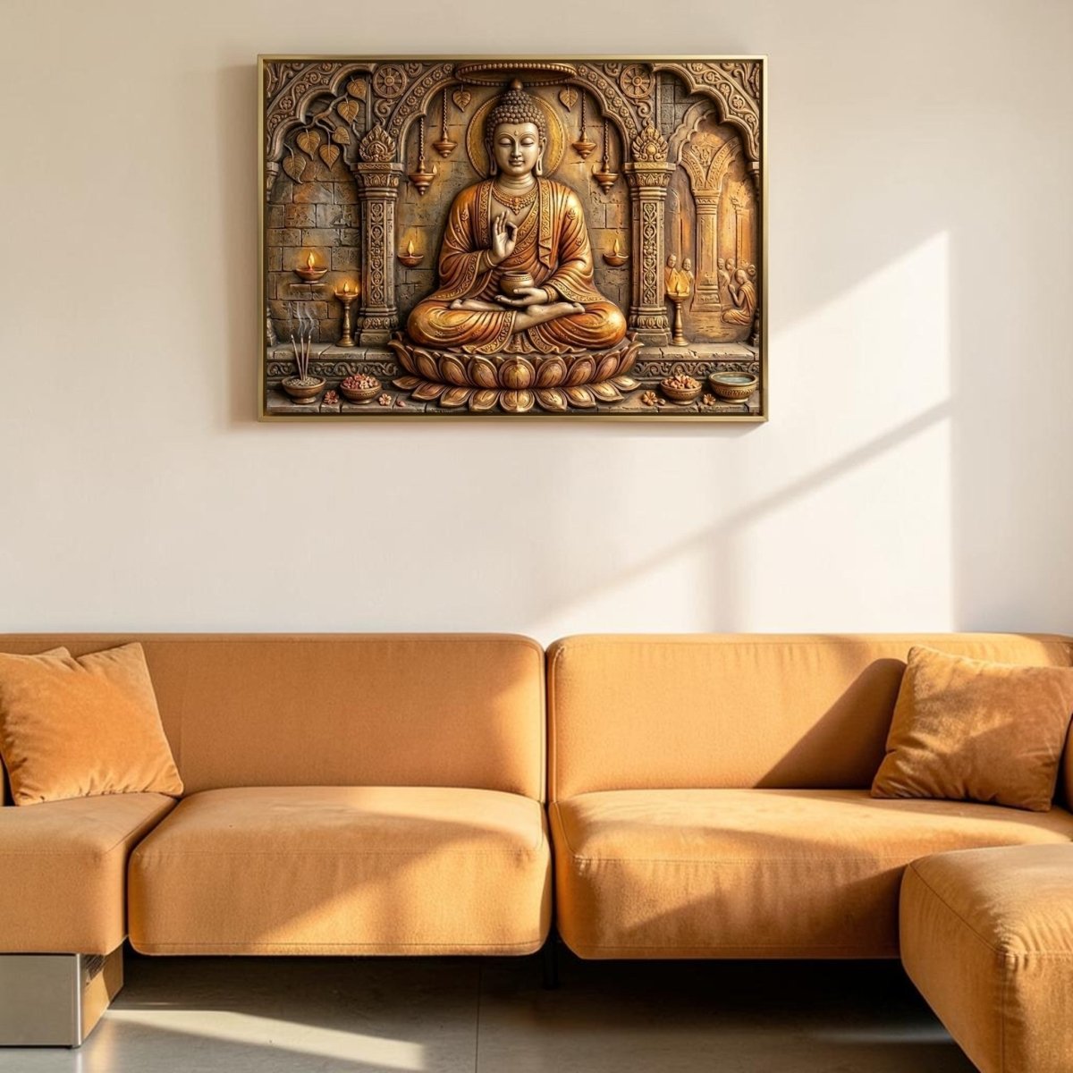 Gautam Buddha: Pancha Deepa: The Illuminating Presence of Tathagata (36 x 24 Inches)