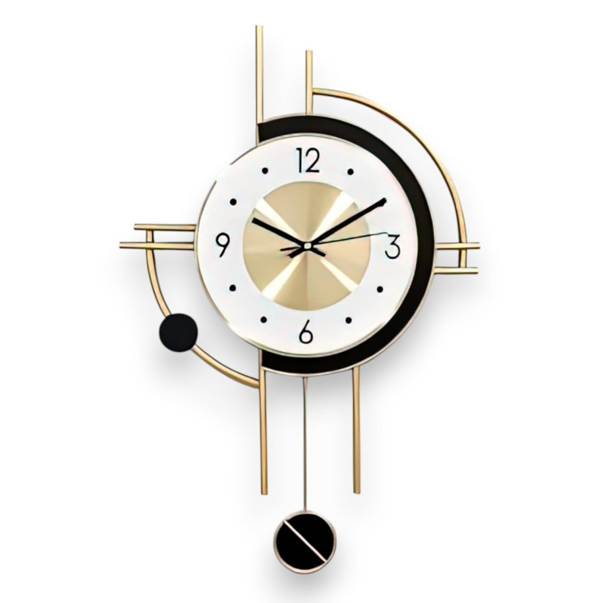 Geometric Cadence:Gold & White Wall Clock (22 x 15 Inches)