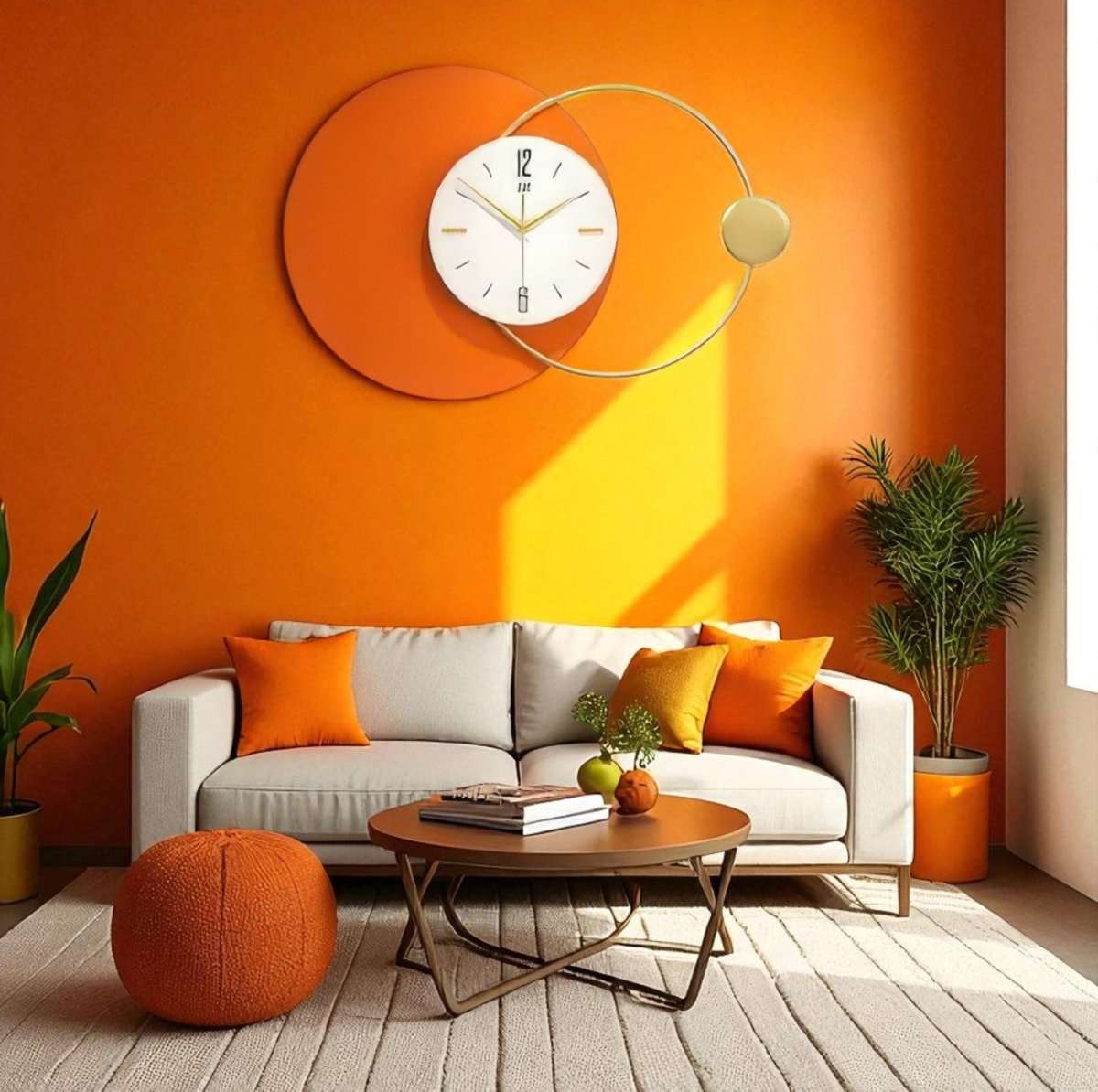 Geometric Eclipse Wall Decor with Integrated Clock (25.5 x 16.9 Inches)