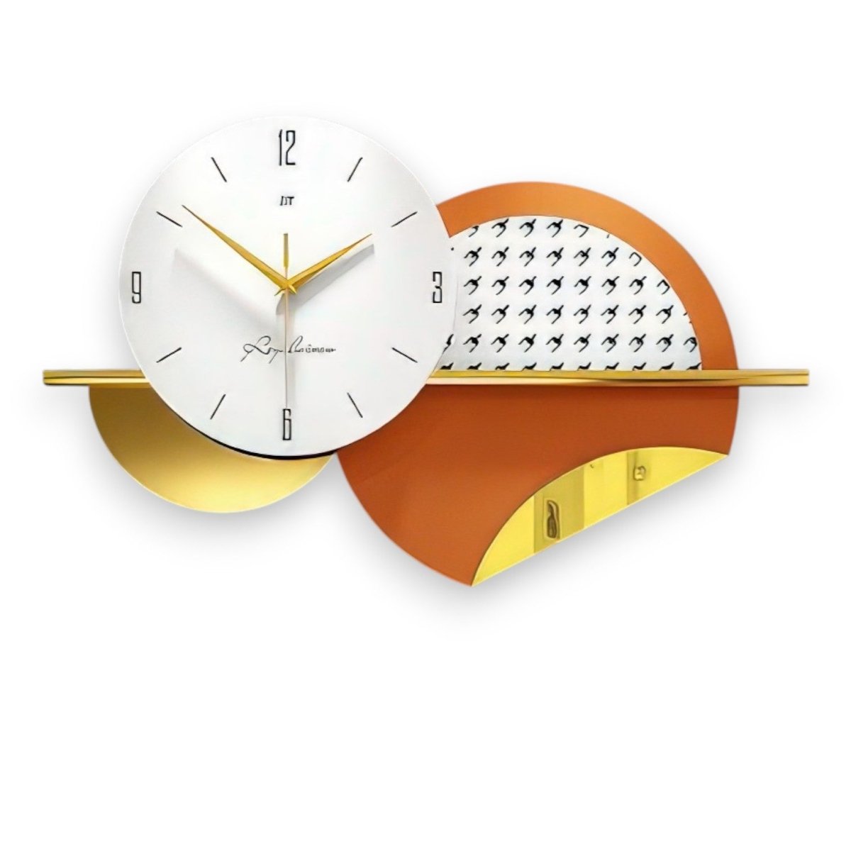 Geometric Orange & White Wall Clock (22 x 14 Inches)