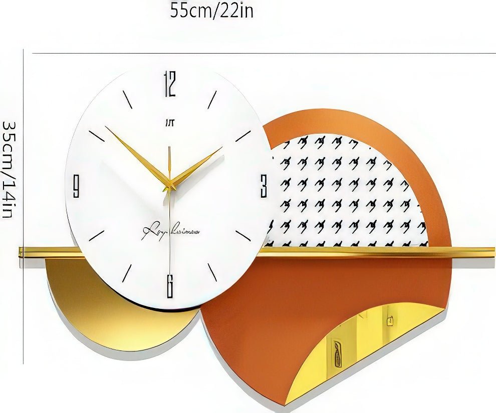 Geometric Orange & White Wall Clock (22 x 14 Inches)