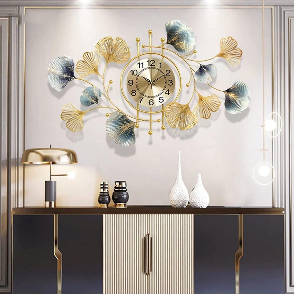 Gilded Ginkgo Artistic Wall Clock (92 x 56 cm)