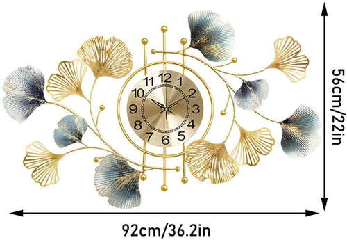 Gilded Ginkgo Artistic Wall Clock (92 x 56 cm)
