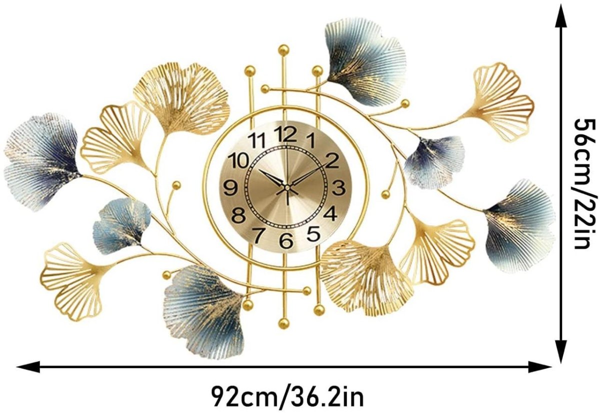 Gilded Ginkgo Artistic Wall Clock (92 x 56 cm)