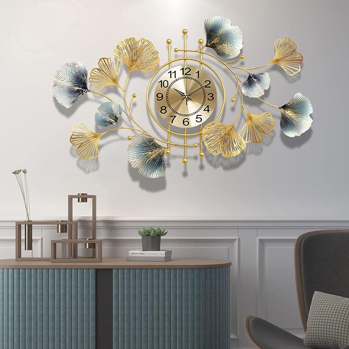 Gilded Ginkgo Artistic Wall Clock (92 x 56 cm)