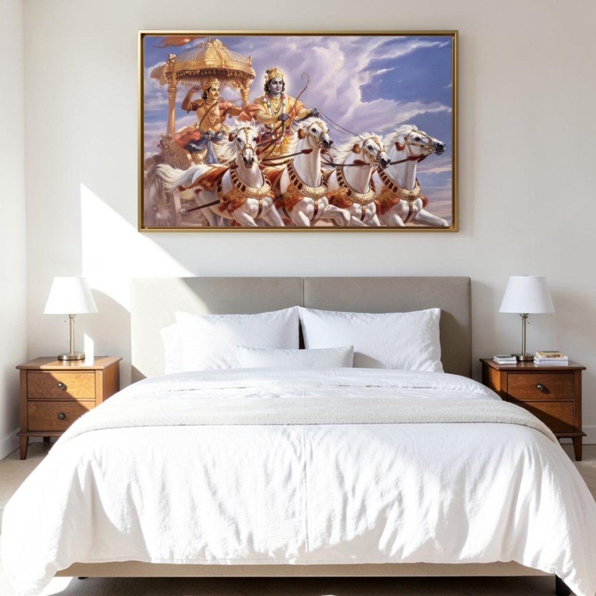 Gita Upadesh: Krishna - Arjuna: The Divine Charioteer of Kurukshetra (36 x 24 Inches)