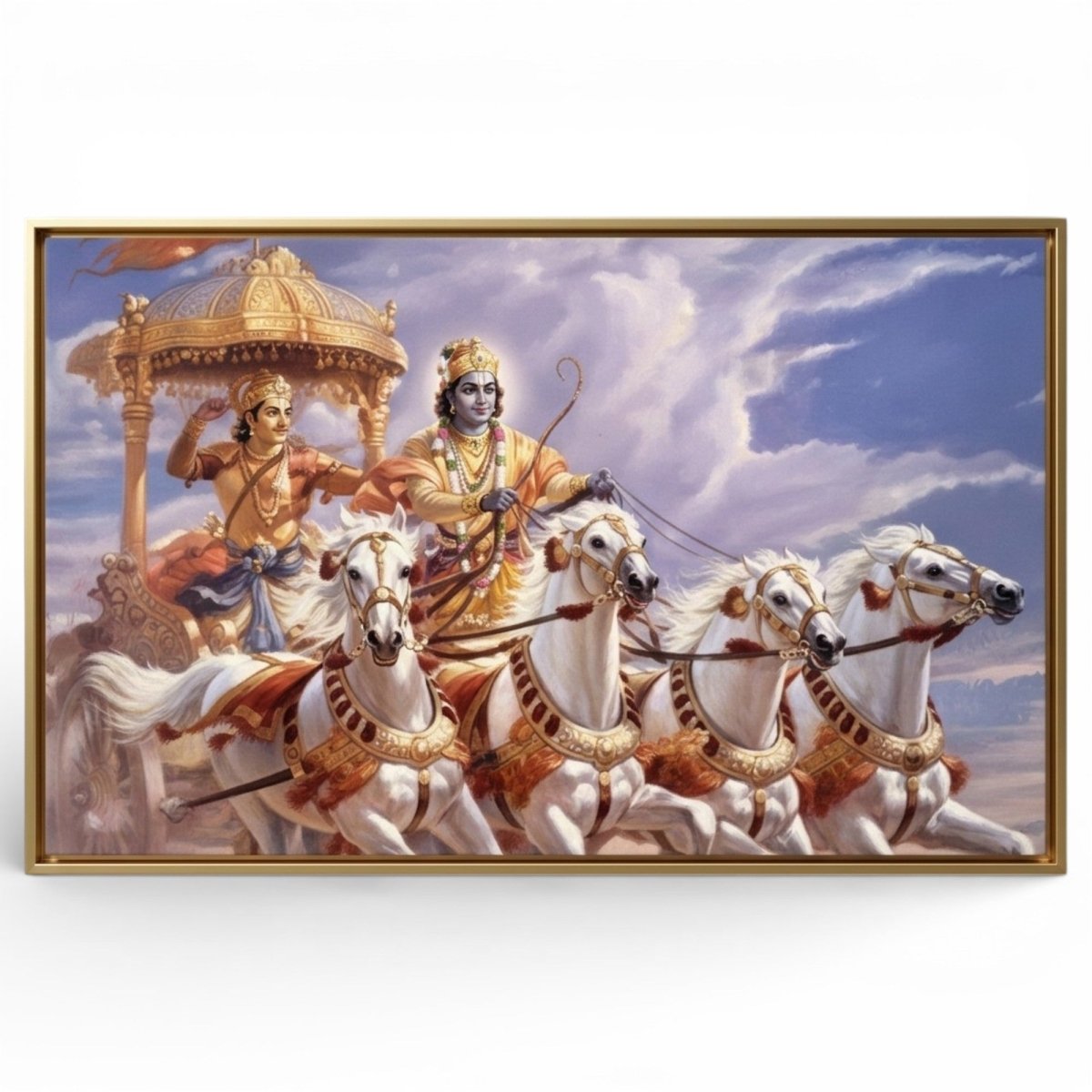 Gita Upadesh: Krishna - Arjuna: The Divine Charioteer of Kurukshetra (36 x 24 Inches)
