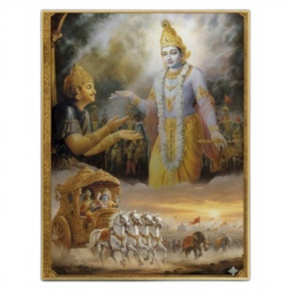 Gita Upadesh: Krishna - Arjuna: Viswaroopa: The Arjuna’s Awakening (24 x 33 Inches)