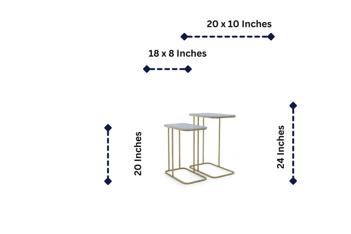 Gold Base Nesting Tables with Marble Tops