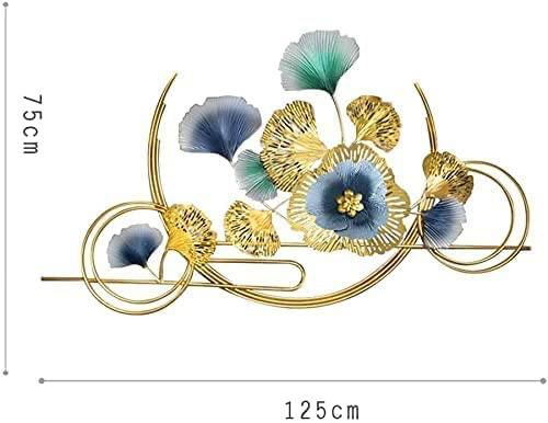 Gold & Blue Metal Flower Wall Hanging – Modern Art for Bedroom, Hall & Office (125 x 75 CM)