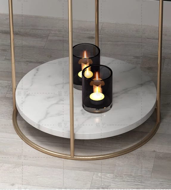 Gold Frame Mirrored Shelf Side Table