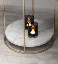 Thumbnail for Gold Frame Mirrored Shelf Side Table