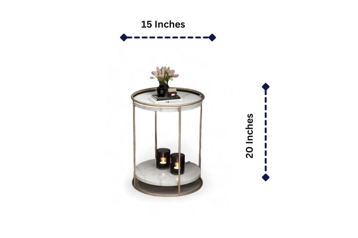 Gold Frame Mirrored Shelf Side Table