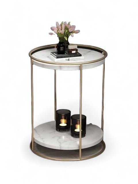 Gold Frame Mirrored Shelf Side Table