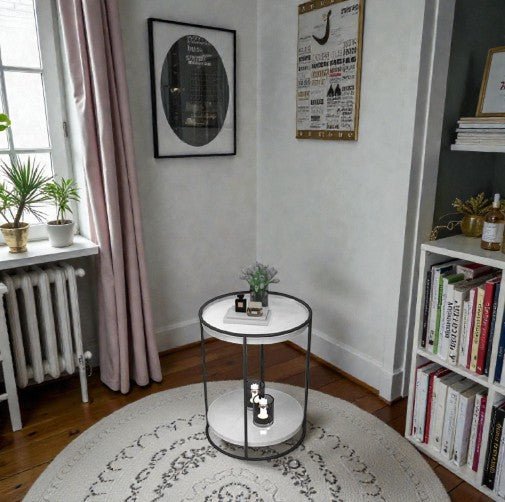 Gold Frame Mirrored Shelf Side Table