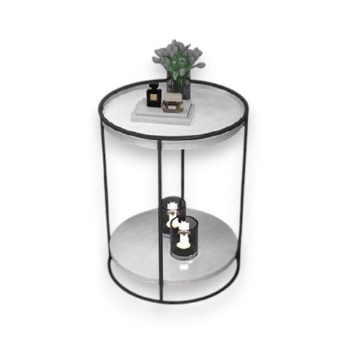 Gold Frame Mirrored Shelf Side Table