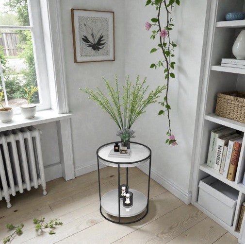 Gold Frame Mirrored Shelf Side Table