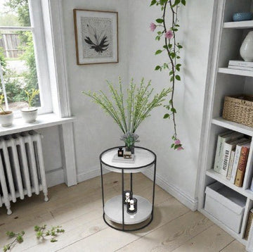 Gold Frame Mirrored Shelf Side Table
