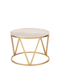 Thumbnail for Gold V - Shaped Base Coffee Table with Round Marble Top