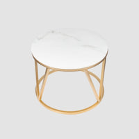 Thumbnail for Gold V - Shaped Base Coffee Table with Round Marble Top