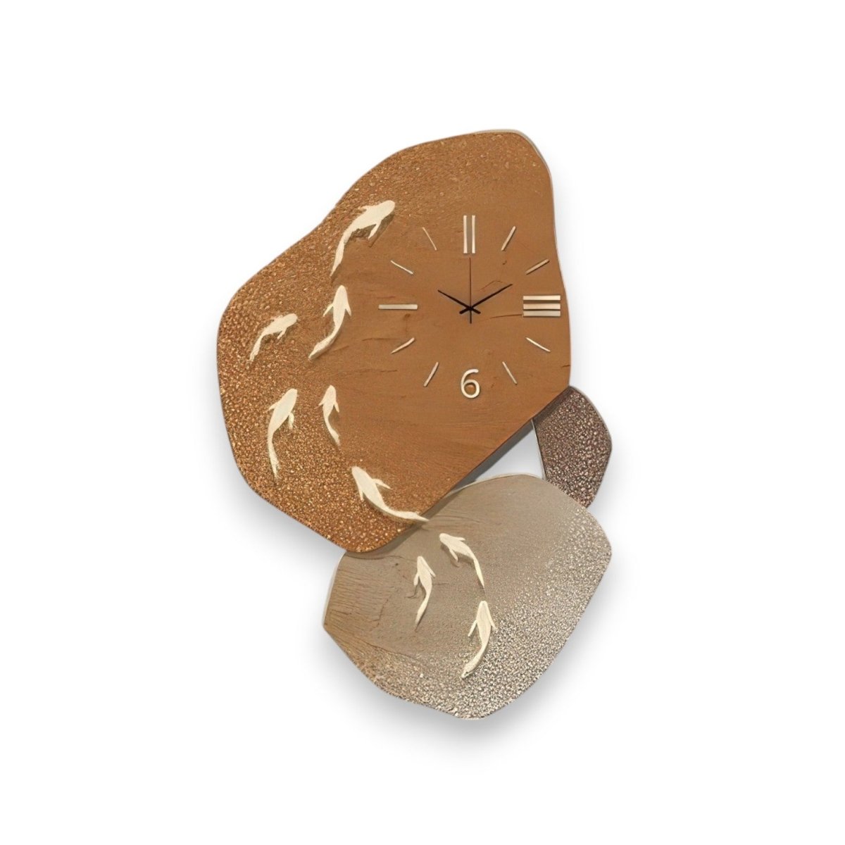Golden Koi Pond Wall Clock Art - Modern Organic Design (52 x 80 CM)