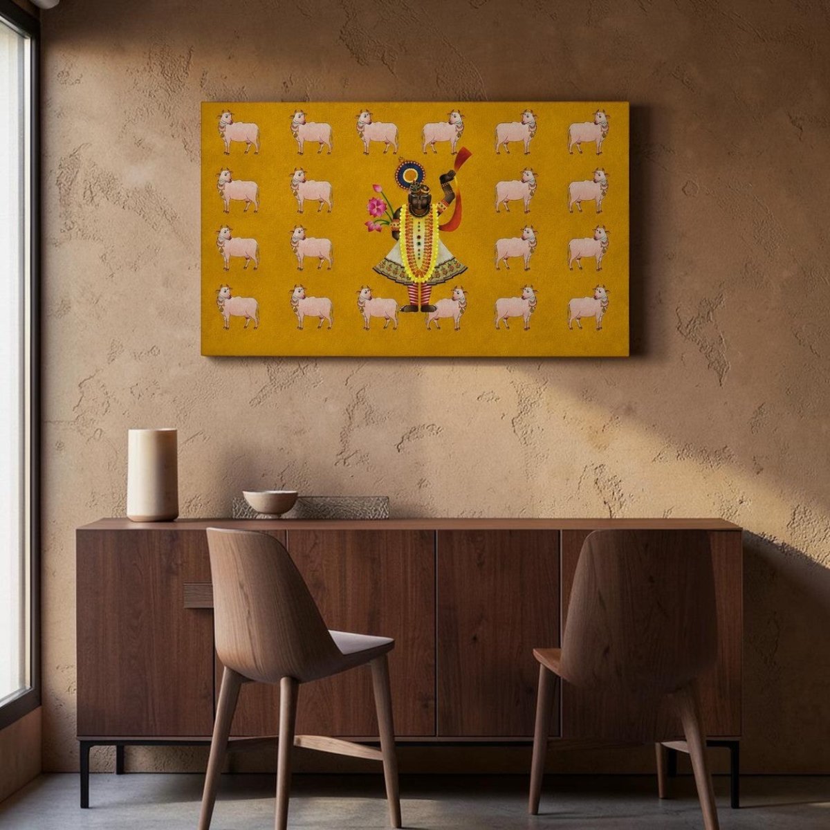 Golden Vraj: Shrinathji's Divine Cow Kingdom Roll Only (48 x 24 Inches)