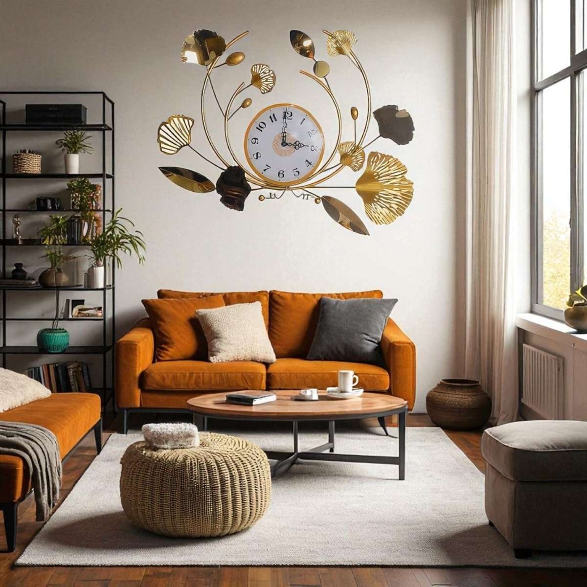 Golden Wisp Wall Clock (31 x 21 Inches)