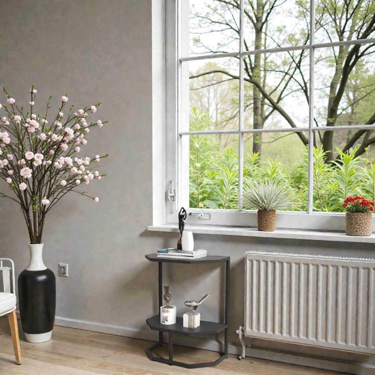 Hexa Stone Black and Gold Geometric Side Table