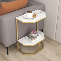 Thumbnail for Hexa Stone Black and Gold Geometric Side Table