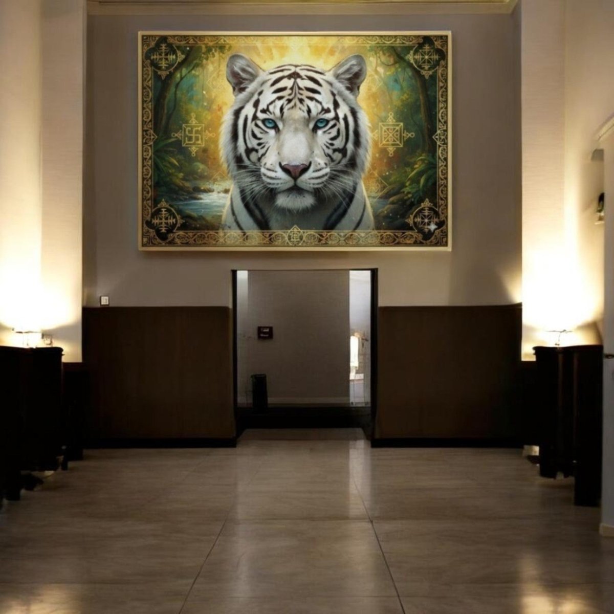 Himavat Majesty: The Azure - Eyed King of the Sacred Valley (36 x 24 Inches)