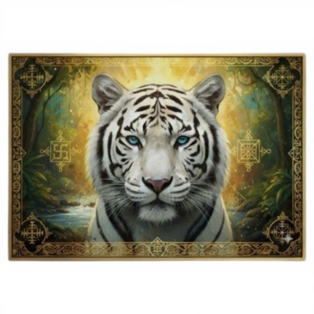 Himavat Majesty: The Azure - Eyed King of the Sacred Valley (36 x 24 Inches)