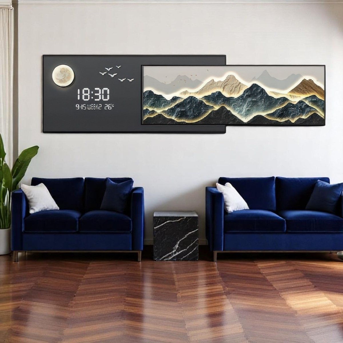 Illuminated Peaks Flying Birds Wall Decor (150 x 40 CM)