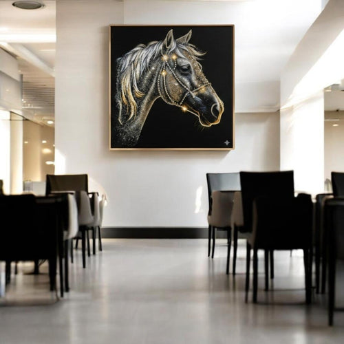 Imperial Hayagriva: The Gilded Equine Majesty (36 x 36 Inches)
