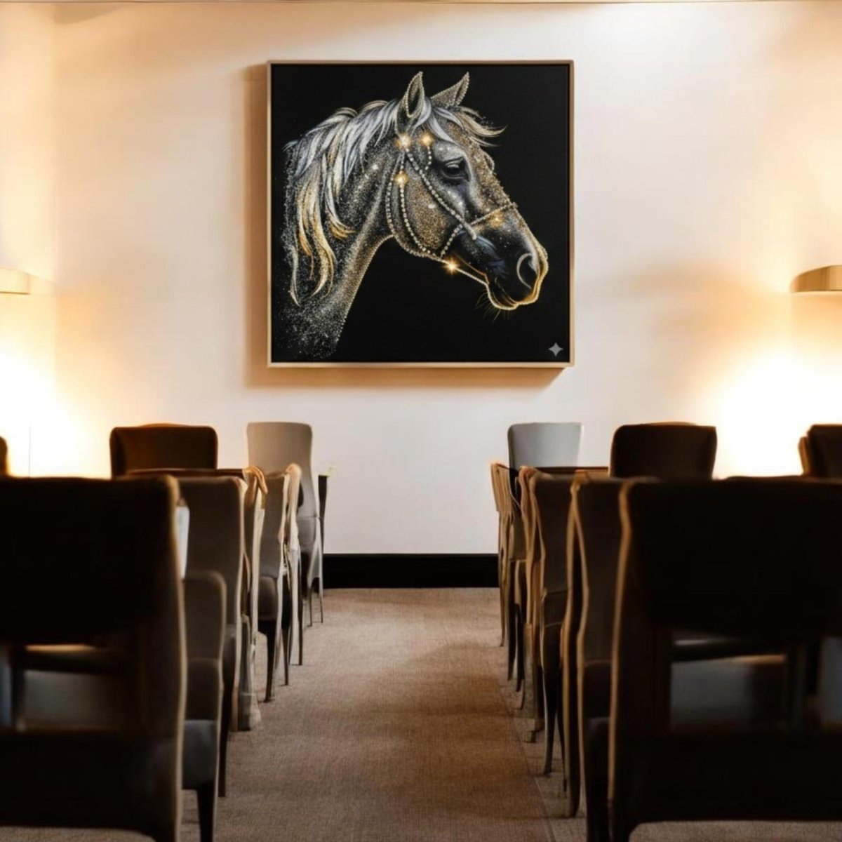 Imperial Hayagriva: The Gilded Equine Majesty (36 x 36 Inches)