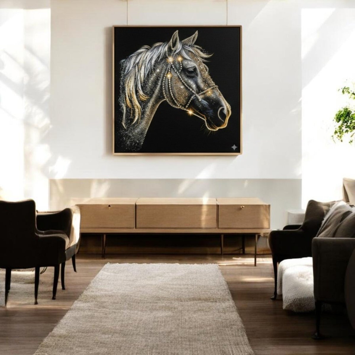 Imperial Hayagriva: The Gilded Equine Majesty (36 x 36 Inches)