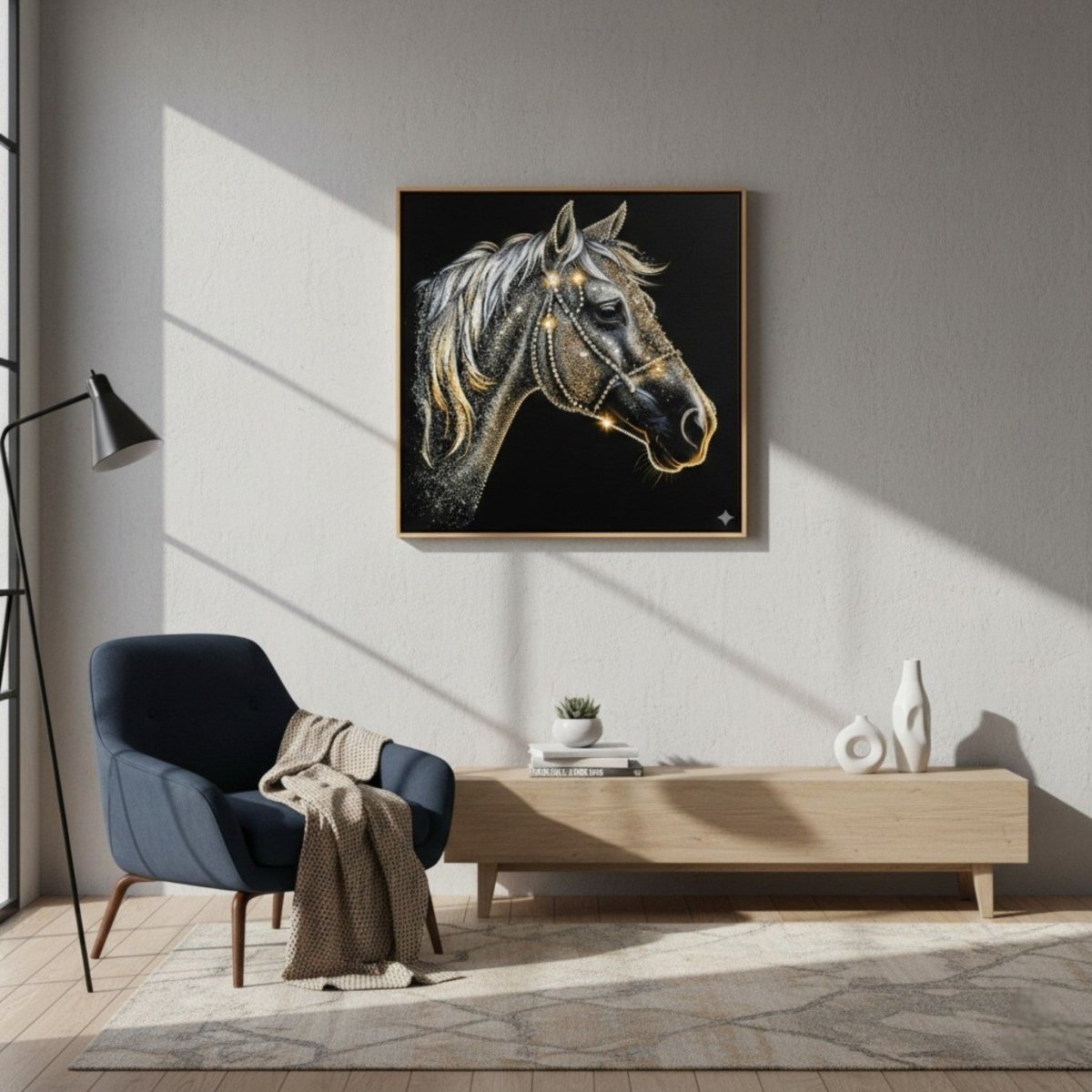 Imperial Hayagriva: The Gilded Equine Majesty (36 x 36 Inches)