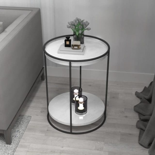 Industrial Pipe Black Metal Round Side Table - Punam Metalcrafts