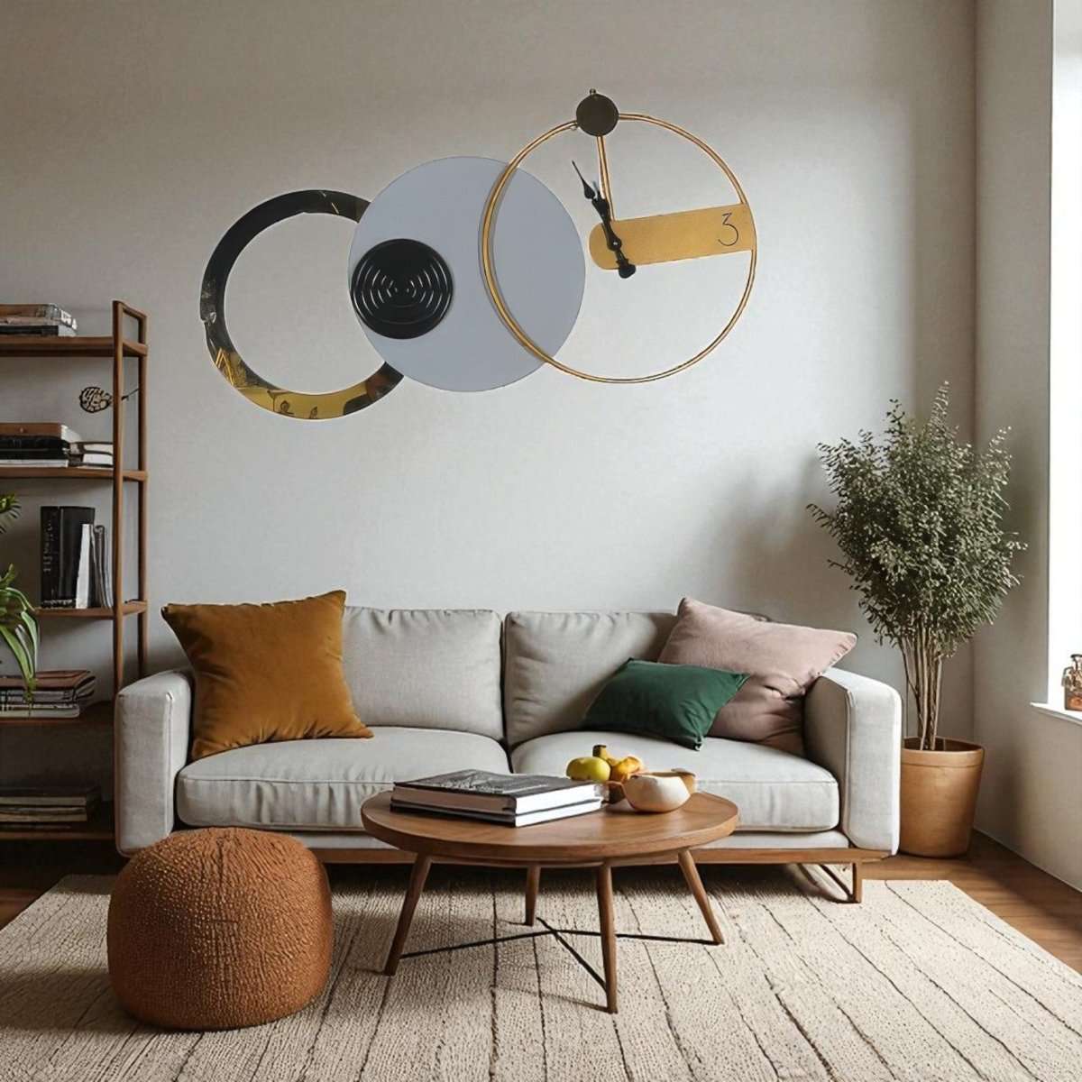 Interlocked Circles Timepiece (33 x 18 Inches)