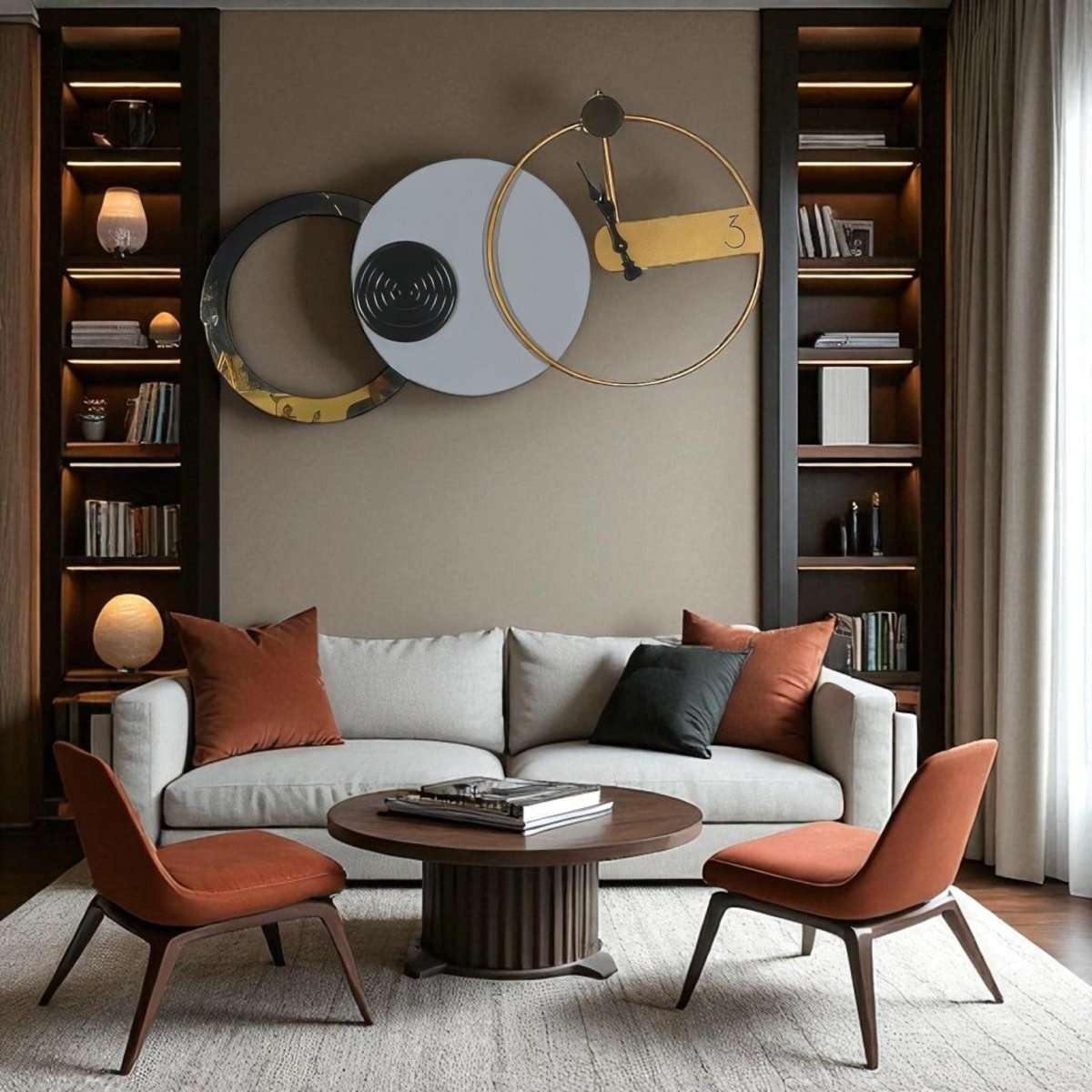 Interlocked Circles Timepiece (33 x 18 Inches)